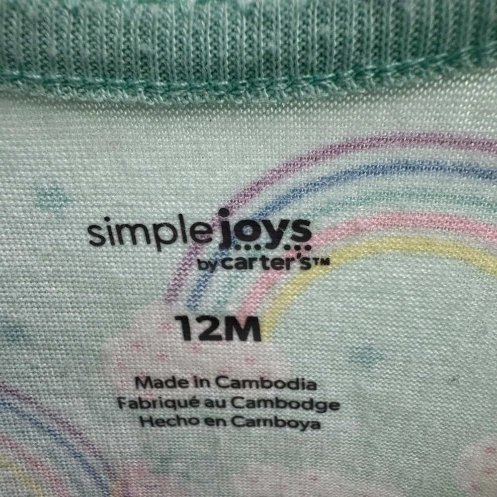 Simple Joys by Carter’s 12M Green Unicorn Rainbow Long Sleeve Footie Pajamas